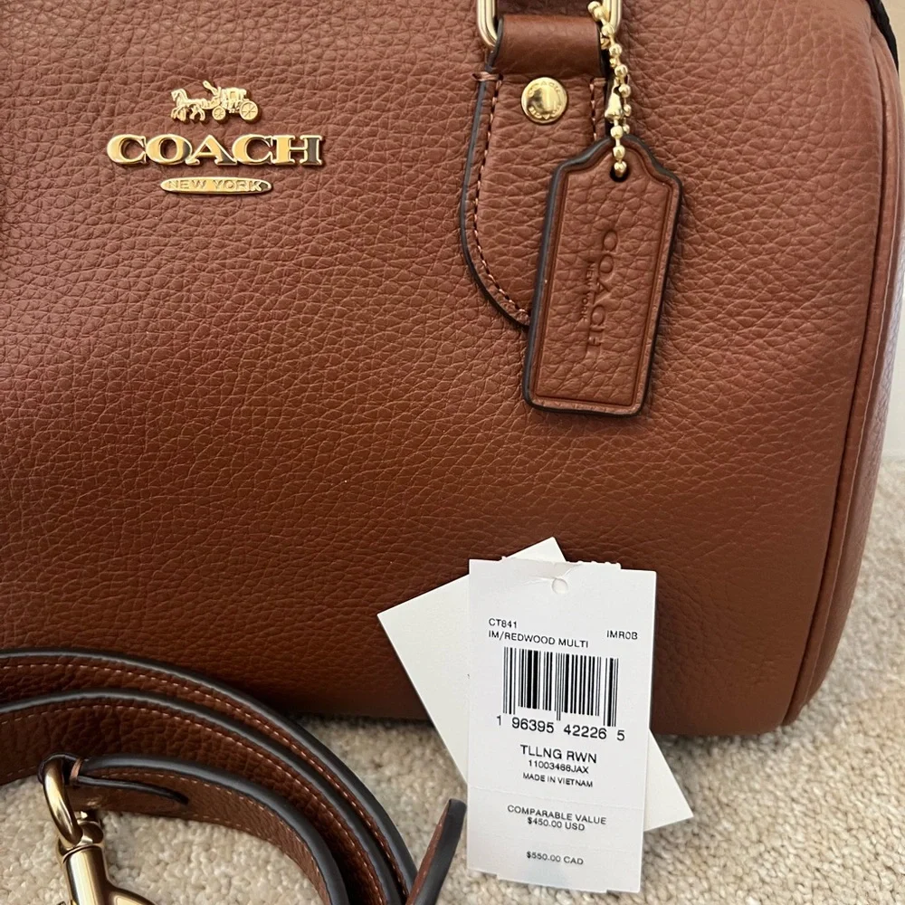 Coach Rowan Brown Pebbled Leather Satchel with Gold Hardware - Picture 12 of 12